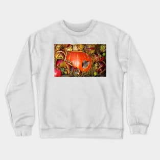 Autumn wild mice with a halloween pumpkin Crewneck Sweatshirt